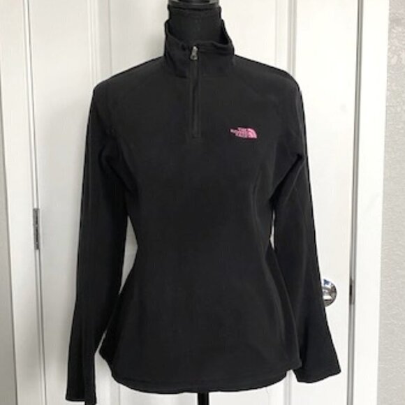 NORTH FACE 1/4 Zip Black Polartec Fleece Pullover Breast Cancer Small - Picture 3 of 16